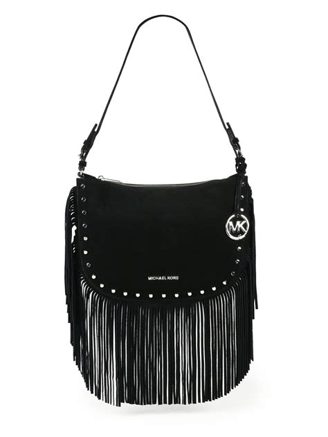 MICHAEL Michael Kors Billy Black Suede Fringe Crossbody Bag 